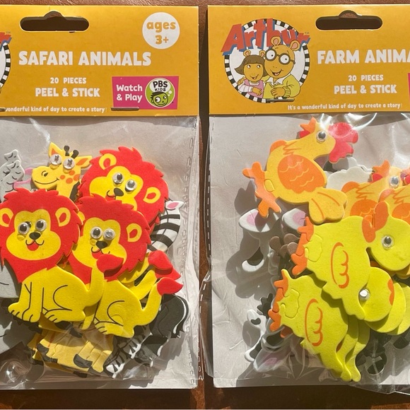BNWT! Arthur, 40 PIECES, 3D GOOGLY ๐s 
ANIMAL, ๐ป๐ฆ๐ฏ๐ค PEEL & STICK STICKER BUNDLE - Picture 2 of 4